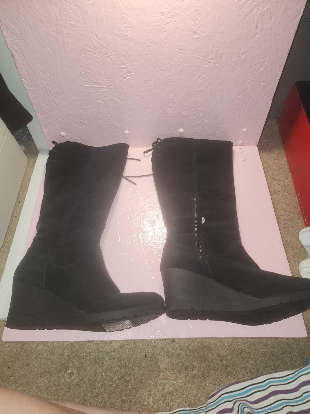 Women's Black Wedge Mid-Calf Boots